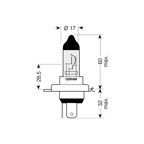 Glödlampa P43T H4 12V 60/55W OSRAM, glödlampor, RINAB