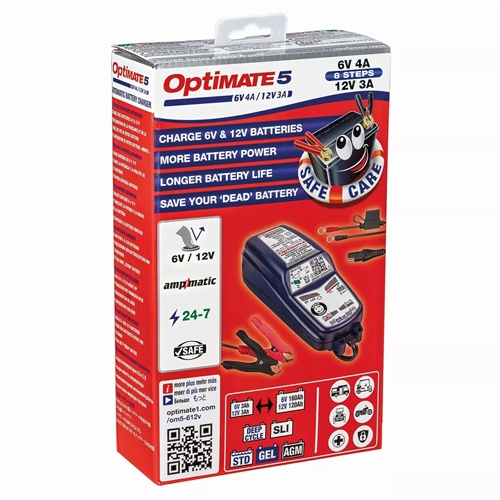 Batteriladdare Optimate 5 6/12V, tillbehör, reservdelar, snöskoter, moped, cross, rinab