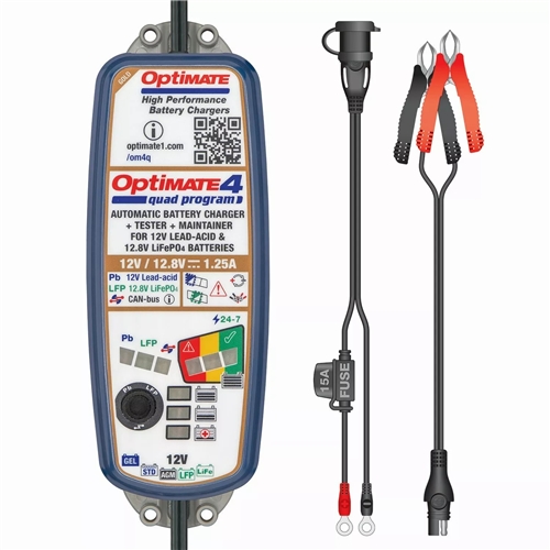 Batteriladdare Optimate 4 Quad, tillbehör, reservdelar, snöskoter, moped, cross, rinab