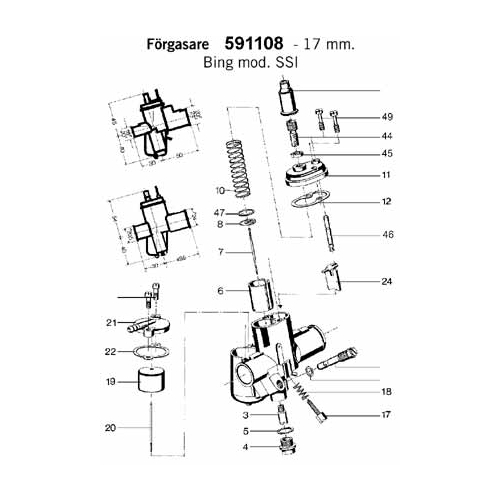 Chokespjäll SSI/SRF 14-17mm förg, Reservdelar till moped, RINAB, moped, 