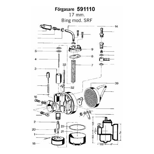 Packning för trottellock, för 15/16/17mm SRF/SSI förg., Reservdelar till moped, RINAB, moped, 