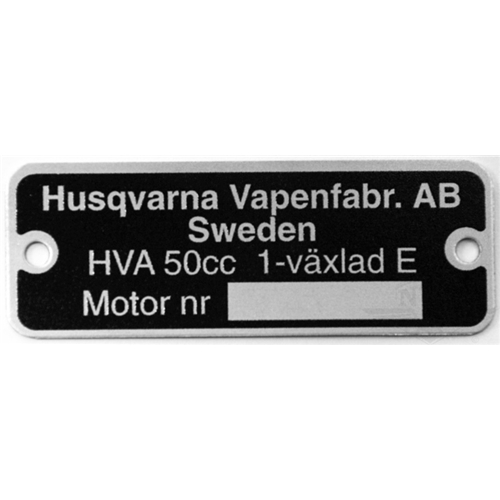 Typskylt HVA 1 växlad, Reservdelar till moped, RINAB, moped, 