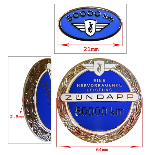 Tankemblemsats 50000km Blå, inkl rockmärken (Zündapp), Reservdelar till moped, RINAB, moped, 